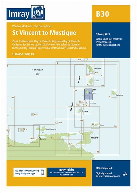 Carte marine B30 - De Saint-Vincent à Mustique (Grenadines nord) | Imray - 1:90 000 carte marine Imray