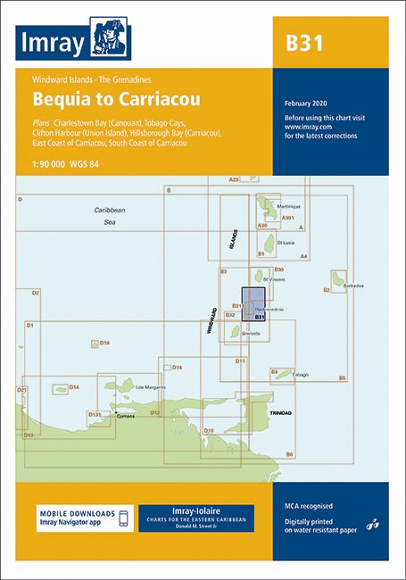 Carte marine B31 - De Bequia à Carriacou (Grenadines) | Imray - 1:90 000 carte marine Imray