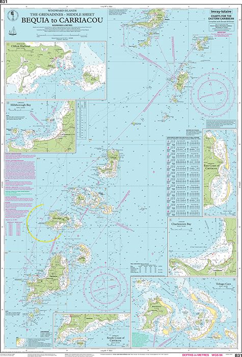 Carte marine B31 - De Bequia à Carriacou (Grenadines) | Imray - 1:90 000 carte marine Imray