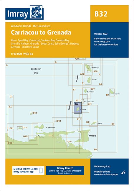 Carte marine B32 - De Carriacou à la Grenade | Imray - 1:90 000 carte marine Imray