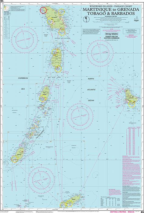 Carte marine B5 - De la Martinique à Tobago et la Barbade | Imray - 1:500 000 carte marine Imray
