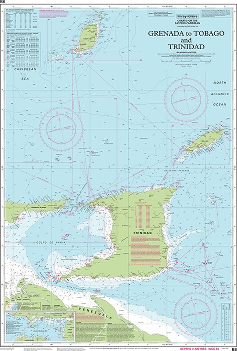 Carte marine B6 - De la Grenade à Tobago et Trinidad | Imray - 1:375 000 carte marine Imray