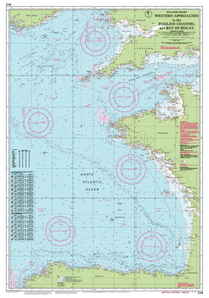 Carte marine C18 - Western Approaches to English Channel & Bay of Biscay 1/1M | Imray carte marine Imray 