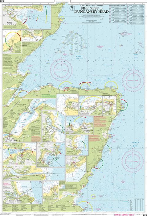Carte marine C23 - De Fife Ness à Duncansby Head (Écosse) | Imray - 1:250 000 carte marine Imray