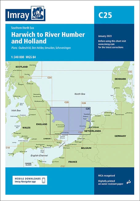 Carte marine C25 - Harwich to River Humber and Holland 1/340 | Imray carte marine Imray Default Title