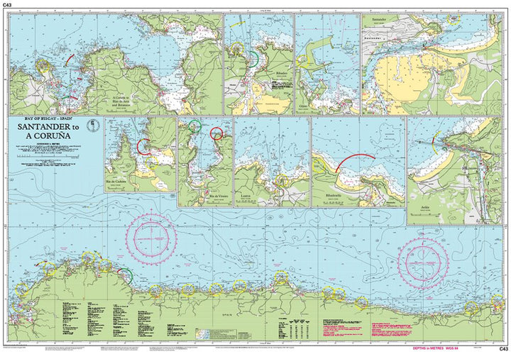 Carte marine C43 - De Santander à La Corogne (A Coruña) | Imray - 1:350 000 carte marine Imray