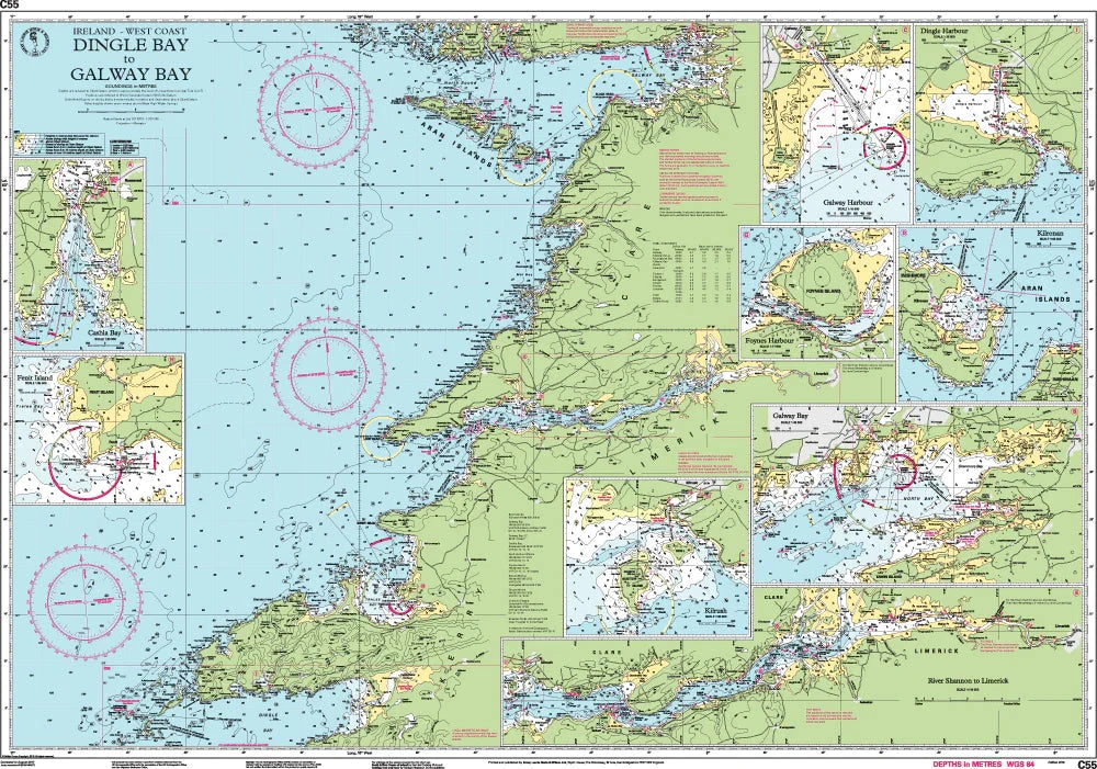 Carte marine C55 - De la baie de Dingle à la baie de Galway | Imray - 1:200 000 carte marine Imray 