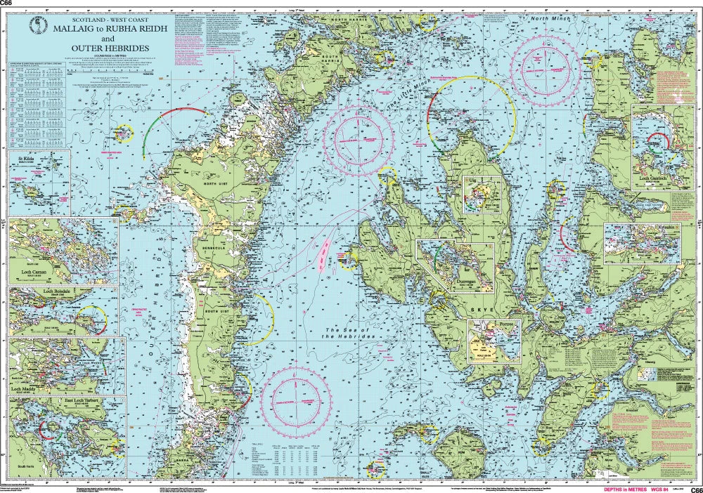 Carte marine C66 – De Mallaig à Rudha Reidh & Hébrides extérieures | Imray - 1:155 000 carte marine Imray 