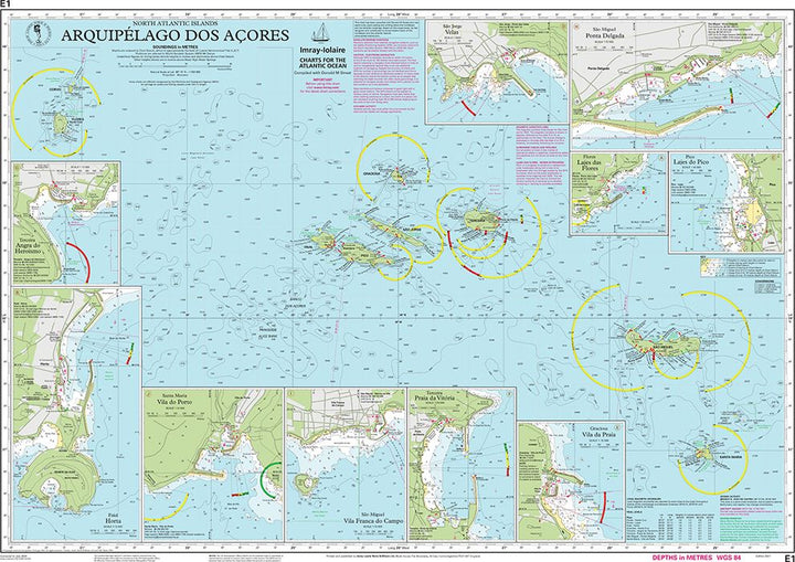 Carte marine E1 - Archipel des Açores | Imray - 1:750 000 carte marine Imray