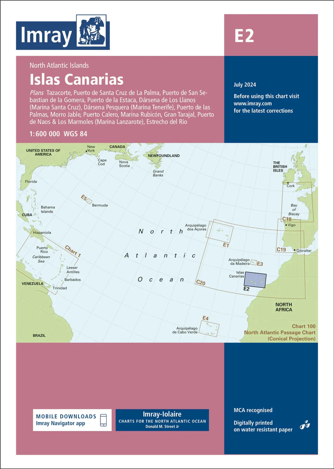 Carte marine E2 - Canary Islands 1/600 | Imray carte marine Imray 