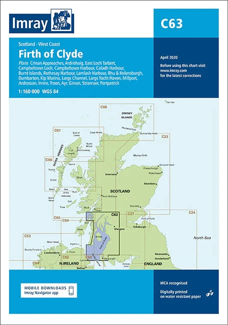 Carte marine Ecosse C63 - Firth of Clyde | Imray - 1:160 000 carte marine Imray 