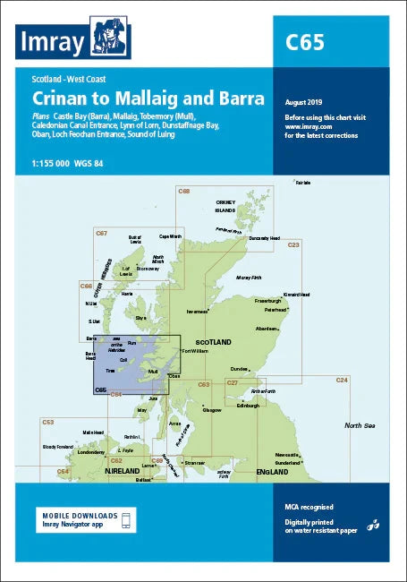 Carte marine Écosse Imray C65 - Crinan à Mallaig & Barra (1:155 000) carte marine Imray Default Title