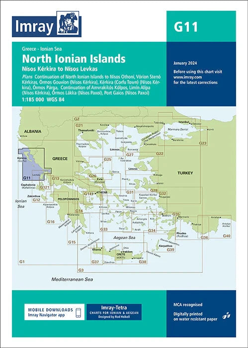 Carte marine G11 - Îles ioniennes du nord | Imray carte marine Imray 