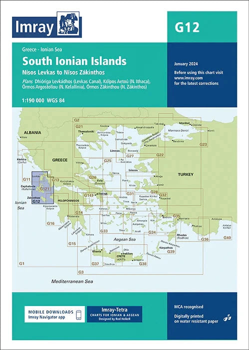 Carte marine G12 - South Ionian Islands 1/190 | Imray carte marine Imray 