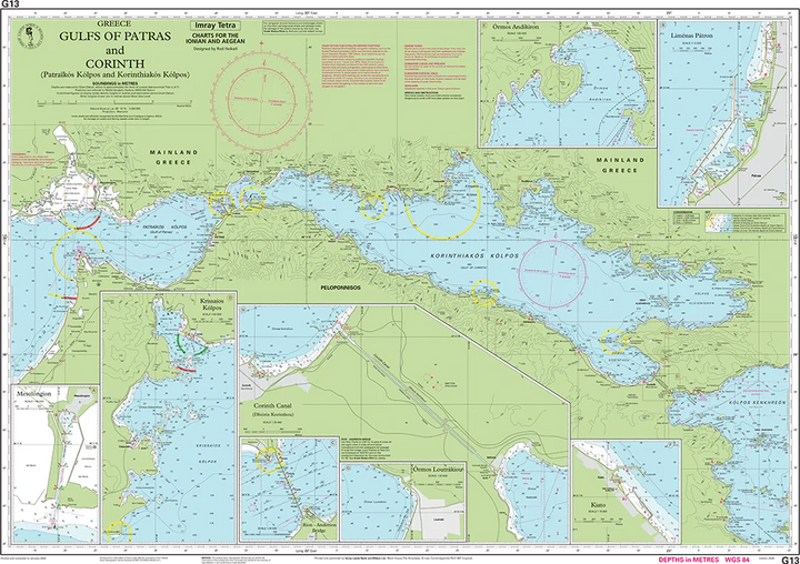 Carte marine G13 - Golfe de Patras & golfe de Corinthe 1/220 | Imray carte marine Imray 