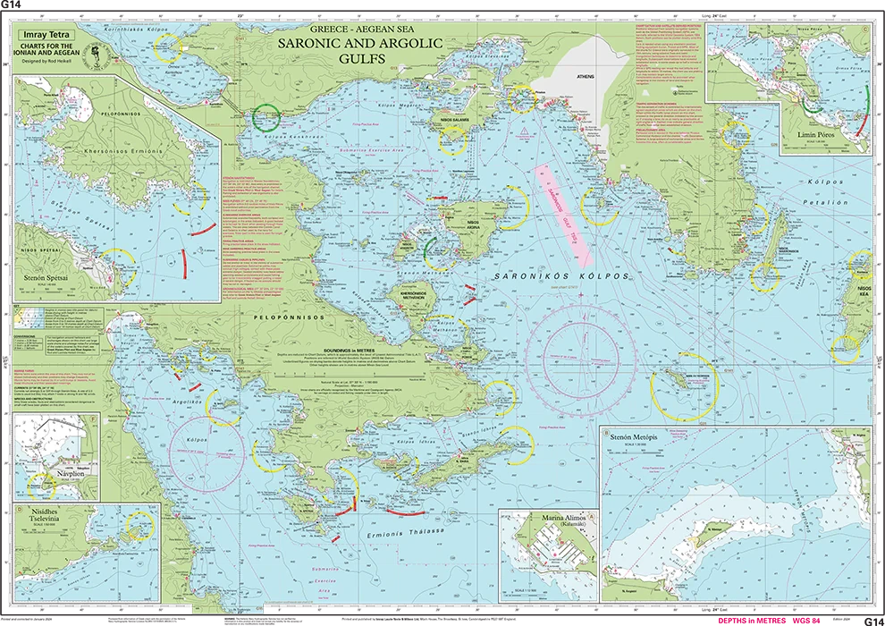 Carte marine G14 - Golfe Saronique & golfe Argolique 1/190 | Imray carte marine Imray 