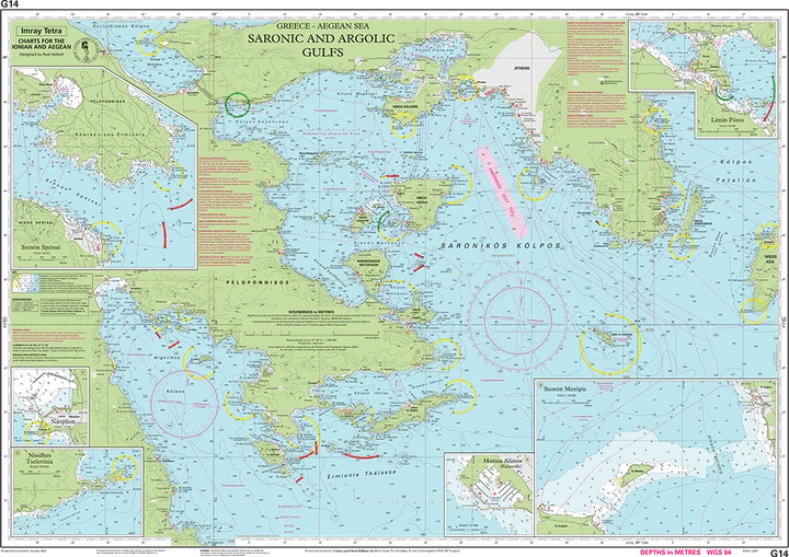 Carte marine G14 - Golfe Saronique & golfe Argolique 1/190 | Imray carte marine Imray 