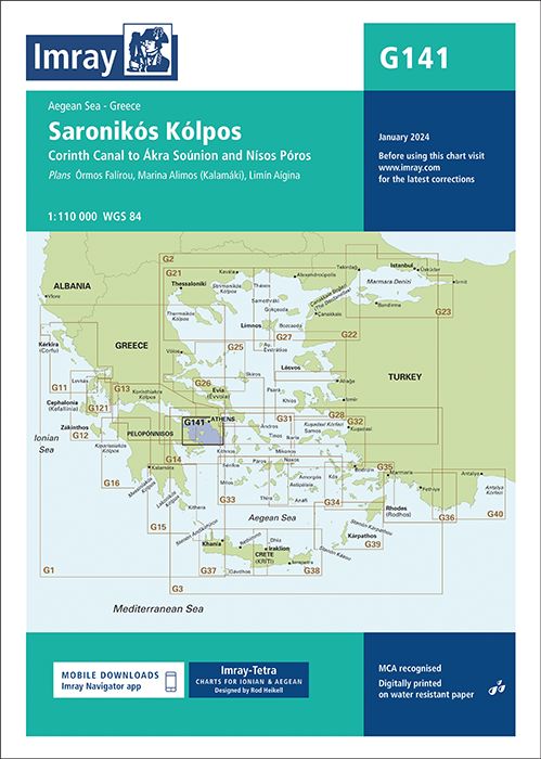 Carte marine G141 - Golfe Saronique (Saronikós Kólpos) | Imray - 1:110 000 carte marine Imray
