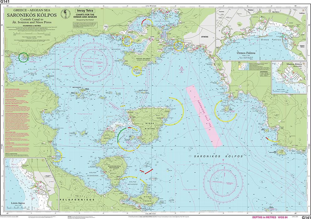 Carte marine G141 - Golfe Saronique (Saronikós Kólpos) | Imray - 1:110 000 carte marine Imray