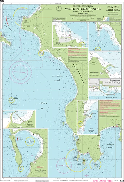 Carte marine G16 - Péloponnèse occidental 1/190 | Imray carte marine Imray 