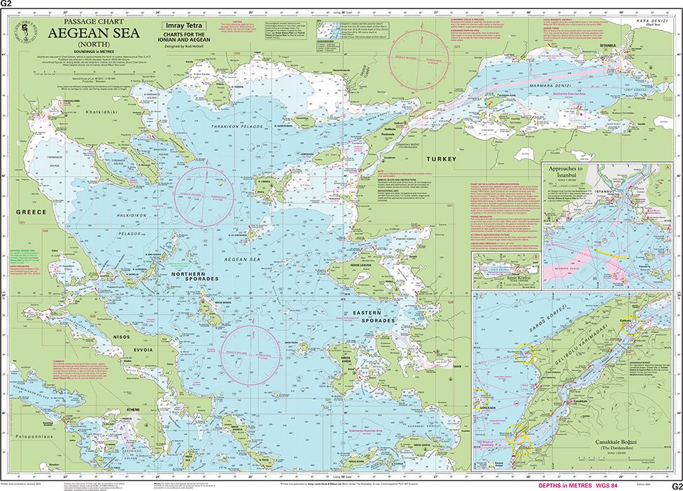 Carte marine G2 - Mer Égée Nord | Imray - 1:750 000 carte marine Imray