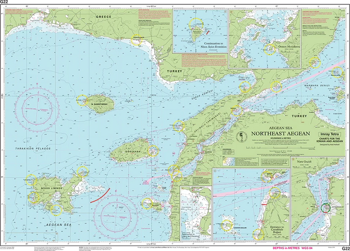 Carte marine G22 - Nord-est de la mer Égée 1/275 | Imray carte marine Imray 
