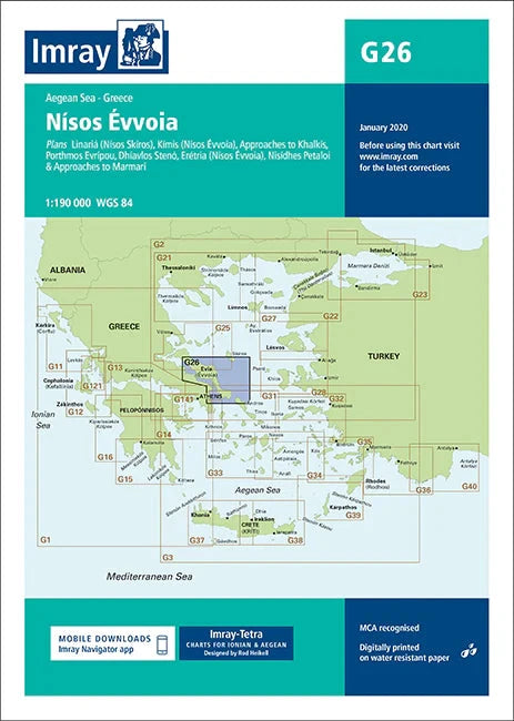 Carte marine G26 - Nisos Evvola 1/190 | Imray carte marine Imray 