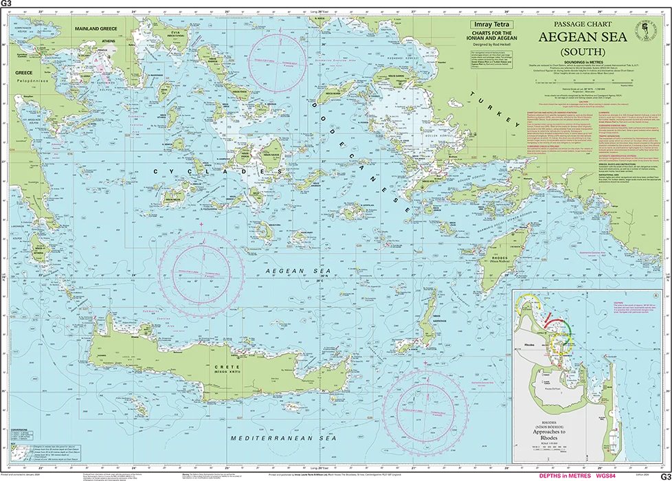 Carte marine G3 - Mer Égée Sud | Imray carte marine Imray 