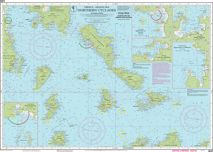 Carte marine G31 - Cyclades du Nord 1/200 | Imray carte marine Imray 