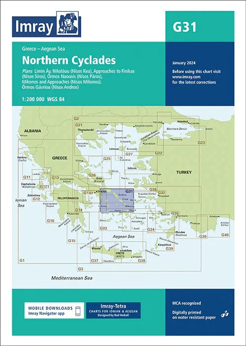 Carte marine G31 - Cyclades du Nord 1/200 | Imray carte marine Imray 