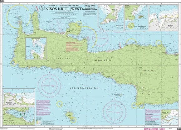 Carte marine G37 - Crète occidentale (Nísos Kríti Ouest) | Imray - 1:190 000 carte marine Imray 