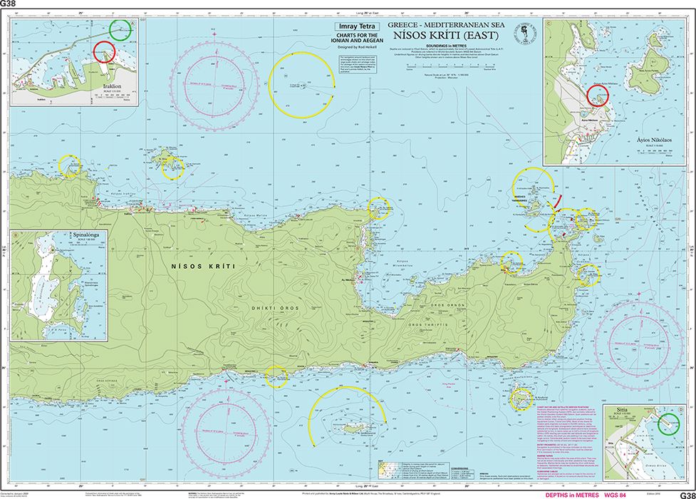 Carte marine G38 - Crète orientale (Nísos Kríti Est) | Imray - 1:190 000 carte marine Imray