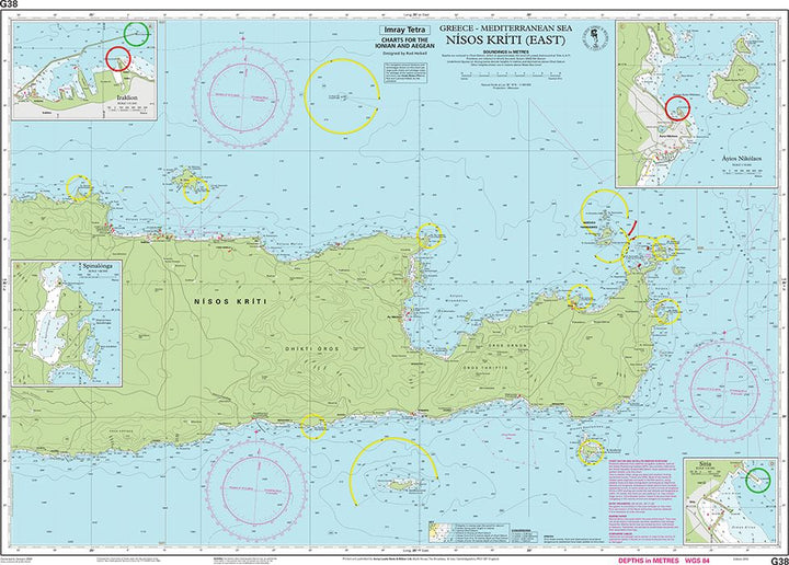 Carte marine G38 - Crète orientale (Nísos Kríti Est) | Imray - 1:190 000 carte marine Imray