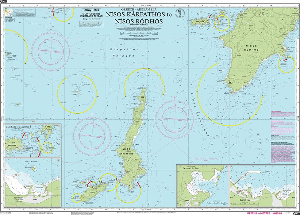 Carte marine G39 - De Karpathos à Rhodes (Dodécanèse) | Imray - 1:190 000 carte marine Imray