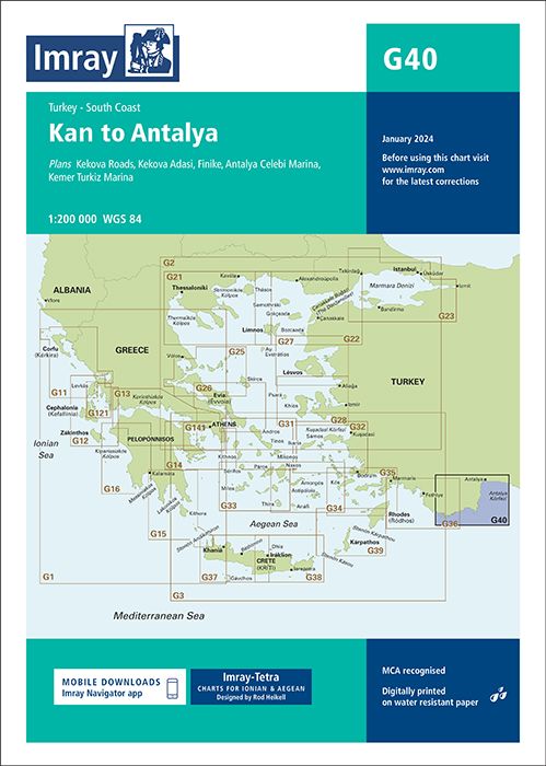 Carte marine G40 - De Kaş à Antalya (Turquie) | Imray - 1:200 000 carte marine Imray