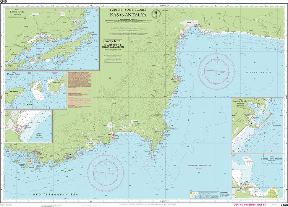 Carte marine G40 - De Kaş à Antalya (Turquie) | Imray - 1:200 000 carte marine Imray