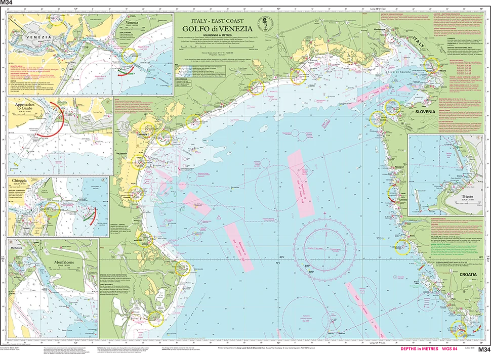 Carte marine Golfe de Venise Imray M34 - Adriatique Italie (1:220 000) carte marine Imray 