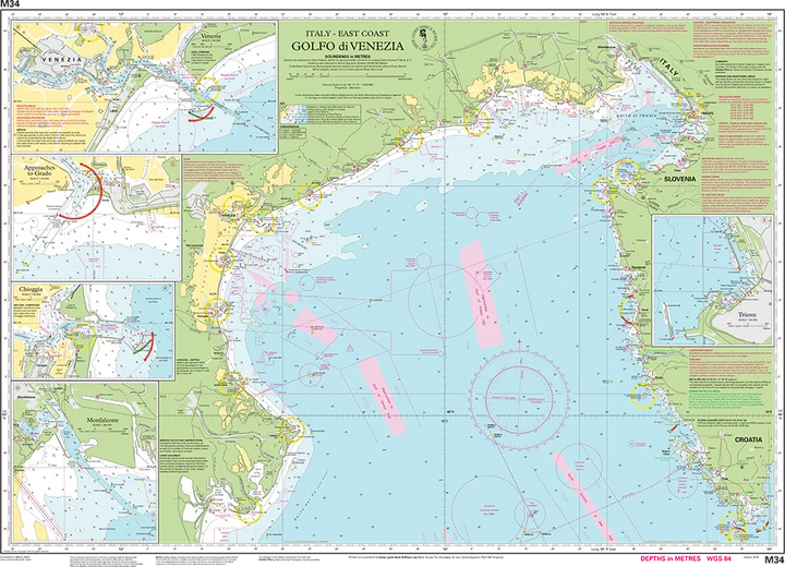 Carte marine Golfe de Venise Imray M34 - Adriatique Italie (1:220 000) carte marine Imray 