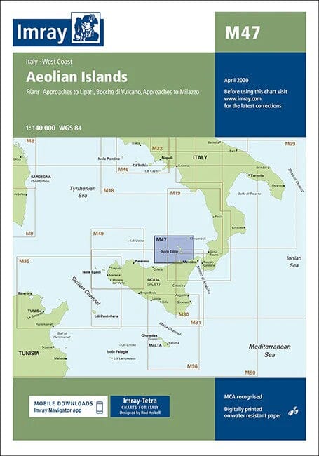 Carte marine Îles Éoliennes Imray M47 - Italie (1:140 000) carte marine Imray 