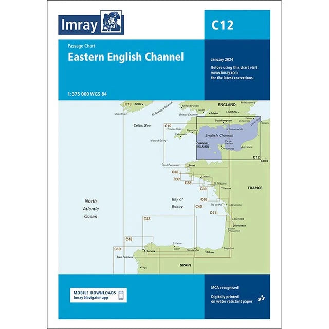 Carte marine Imray C12 - Eastern English Channel Passage carte marine Imray 