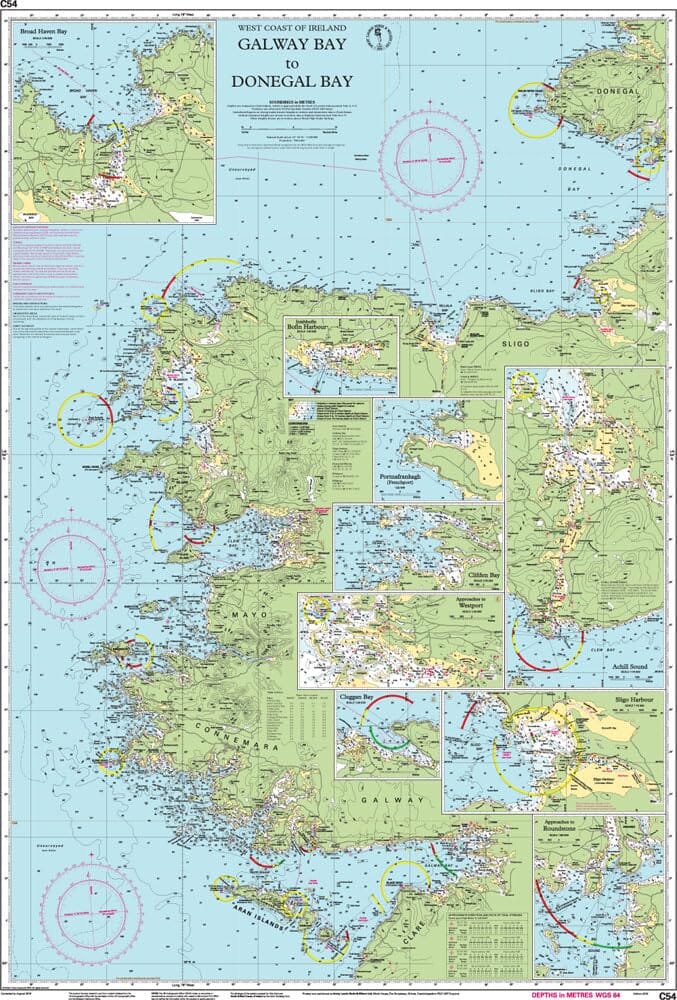 Carte marine Irlande Imray C54 - Baie de Galway à baie de Donegal (1:200 000) carte marine Imray 
