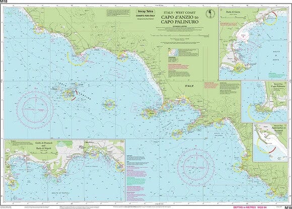 Carte marine Italie Imray M18 - Capo d’Anzio à Capo Palinuro (1:325 000) carte marine Imray 