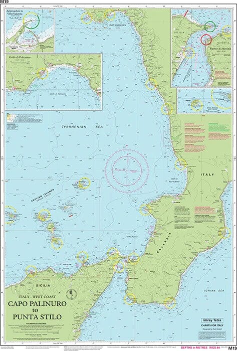 Carte marine Italie Imray M19 - Capo Palinuro à Punta Stilo (1:325 000) carte marine Imray 