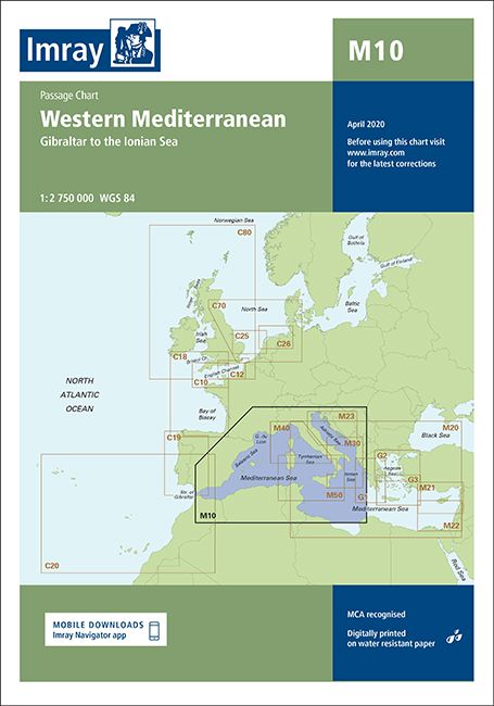 Carte marine M10 - Méditerranée occidentale | Imray - 1:2 750 000 carte marine Imray