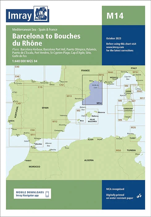 Carte marine M14 - Barcelona to Bouches du Rhône 1/440 | Imray carte marine Imray 