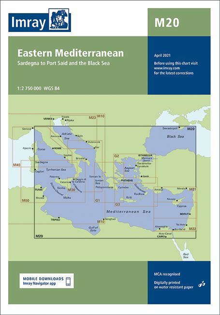Carte marine M20 - Méditerranée orientale | Imray - 1:2 750 000 carte marine Imray