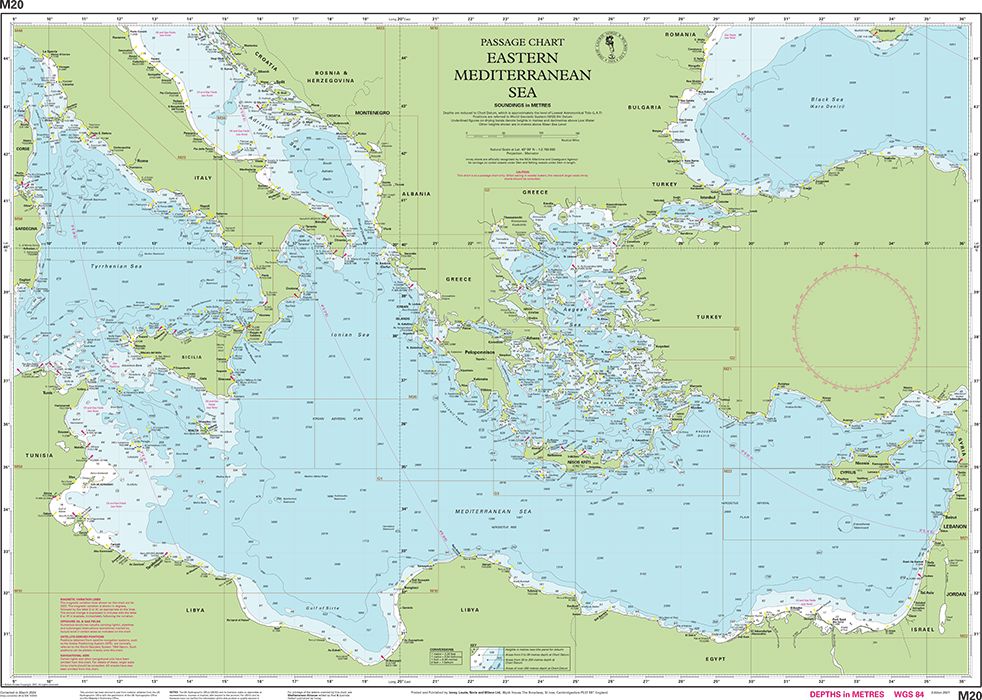 Carte marine M20 - Méditerranée orientale | Imray - 1:2 750 000 carte marine Imray