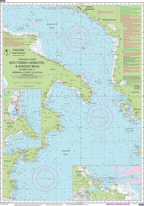 Carte marine M30 - Adriatique sud et mer Ionienne | Imray - 1:850 000 carte marine Imray