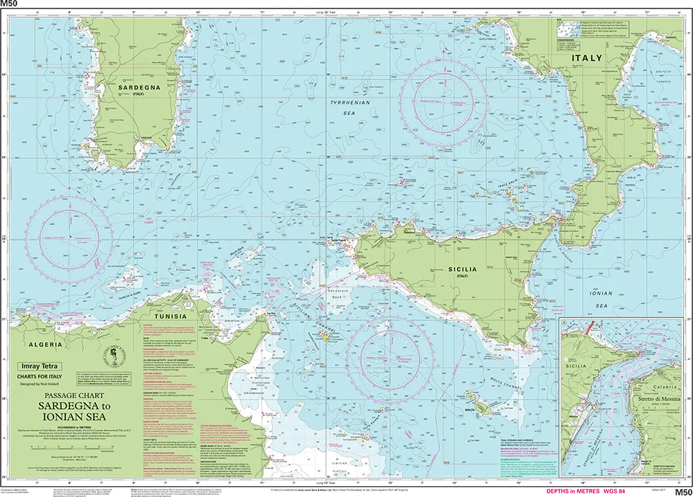 Carte marine M50 - Sardegna to Ionean Sea 1/1.1M | Imray carte marine Imray 