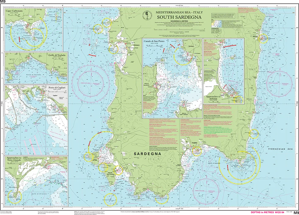 Carte marine M9 - South Sardegna 1/255 | Imray carte marine Imray 